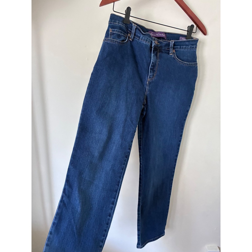 Gloria Vanderbilt Amanda High Rise Straight Leg Jeans Dark Denim Wash Blue Siz 6 - Picture 4 of 5